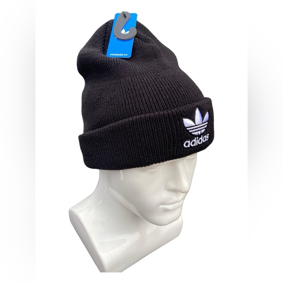 New With Tags Black Adidas Toque Winter Hat Beanie Unisex - Picture 2 of 3
